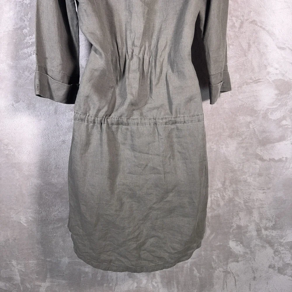 JAMES PERSE Shirt Dress Womens Size‎ 2 Brown Linen Button Front Tie Waist